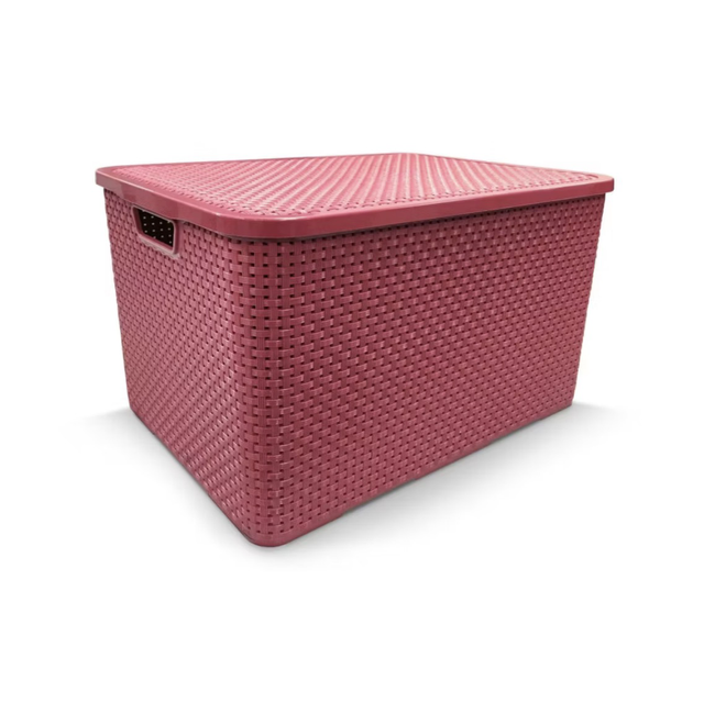 Caixa Organizadora Rattan Decorativa  C/ Tampa 7 Litros Arqplast