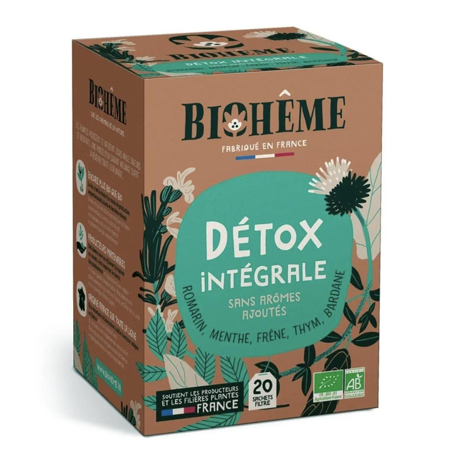 Infusion Détox intégrale – x20 Inf Romarin - Menthe poivrée - Frêne - Thym - Bardane