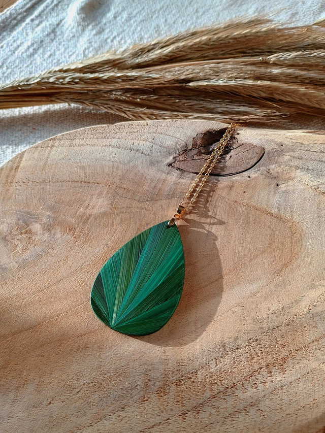 Collier GOUTTE Éventail - Vert JUNGLE