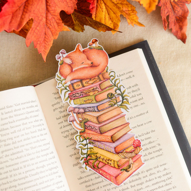 A Library Fox Die-Cut Bookmark