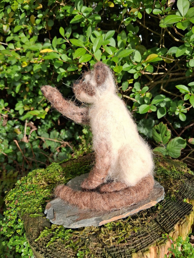Needle Felt Cat, Siamese: The Paw of Pestering