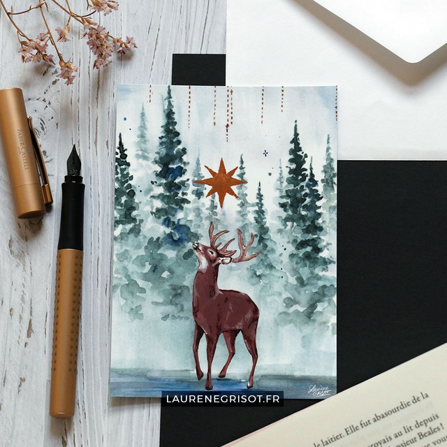 Deer - star (postcard)