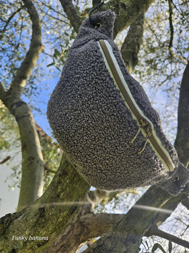 Banane classique sherpa gris taille S