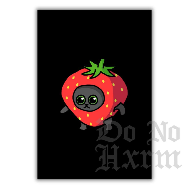 Strawberry Cat Art Print (6x4)