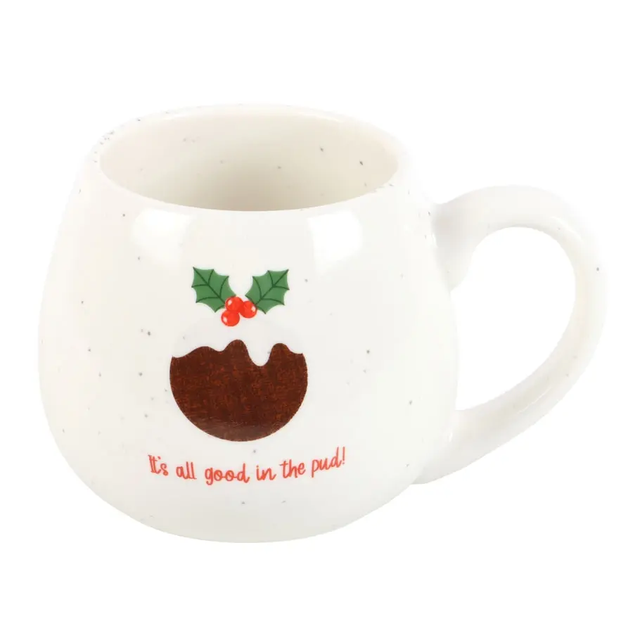 All Good in the Pud Rounded Christmas Pudding Mug