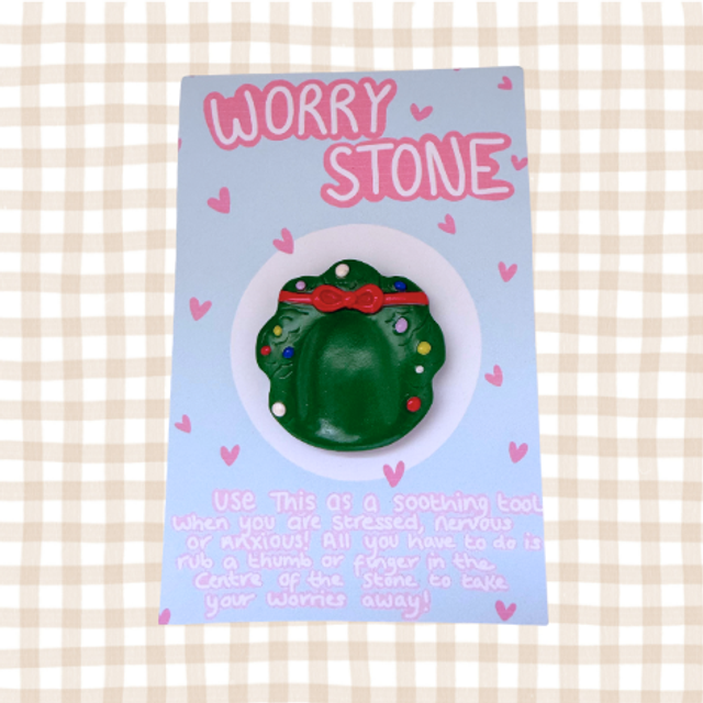 Christmas Wreath Worry Stone