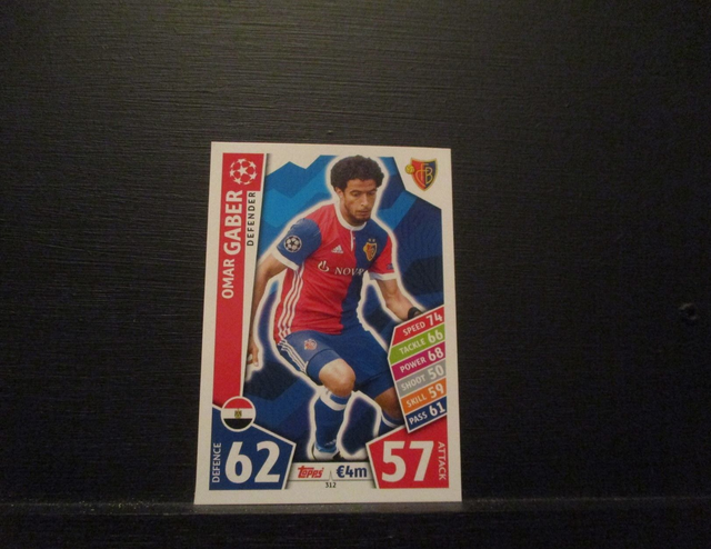 Omar Gaber - UEFA Champions League Match Attax 2017/18 Original Trading Card #312