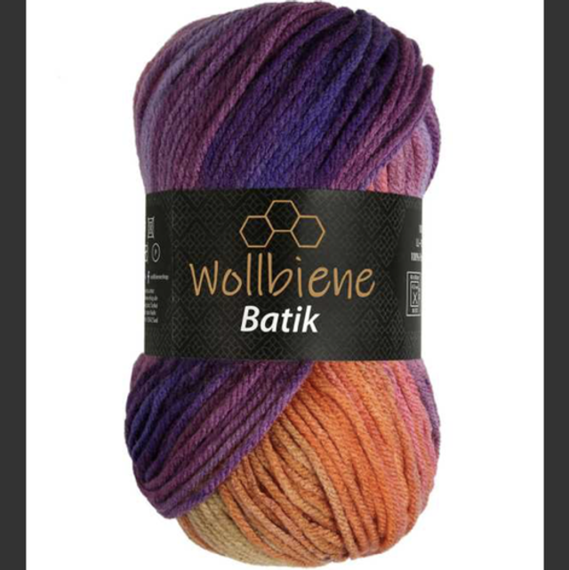 Wollbiene Batik Fine violet, baies, orange fil 🧶 dégradée 100gr