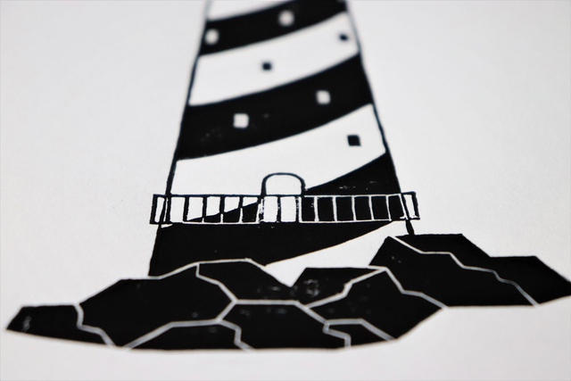 Linogravure A4 Phare