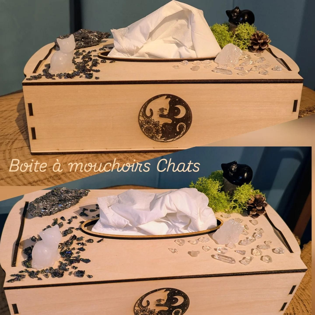 Boite à mouchoirs Chat "ying yang"