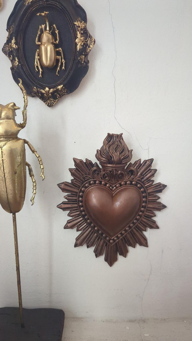 Décoration murale - cœur ex-voto - bronze