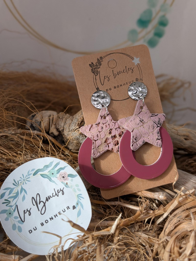 Boucles d'oreilles star rose mo645