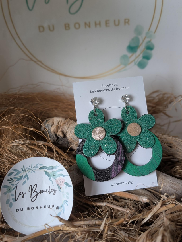 Boucles d'oreilles baby Marguerite vert bm1166