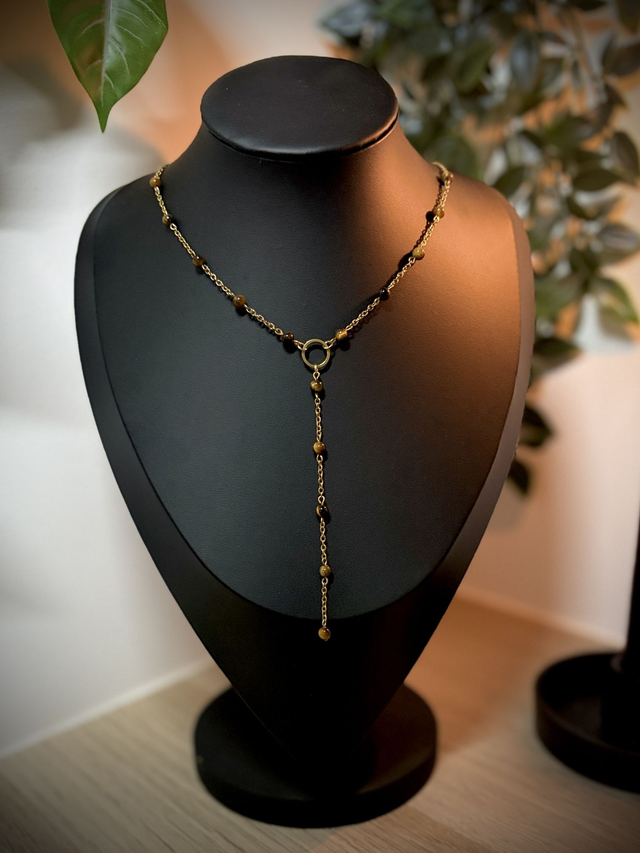 Collier en Y - Oeil de tigre 