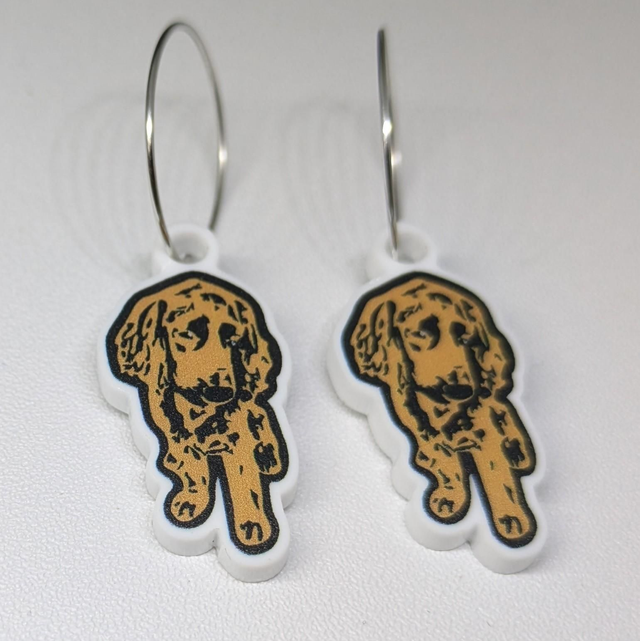 Spaniel dog acrylic hyper allergenic hoops