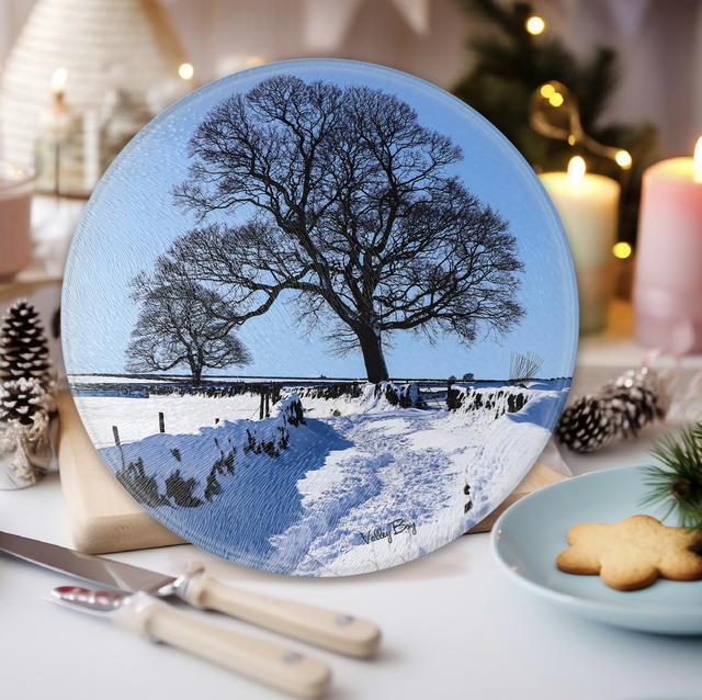 “Tree in the Snow at Penistone” Round Worktop Saver 