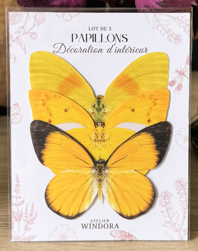 Lot de 3 Papillons Jaune | Décoratifs