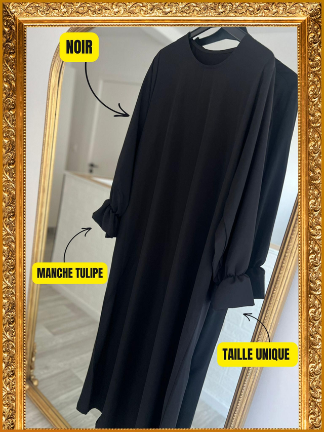 Abaya Manches Tulipe: Noir 🖤