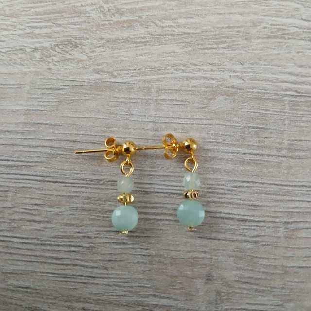 Oorbellen – Jadeiet & Aventurijn – goudkleurig RVS (1.279)