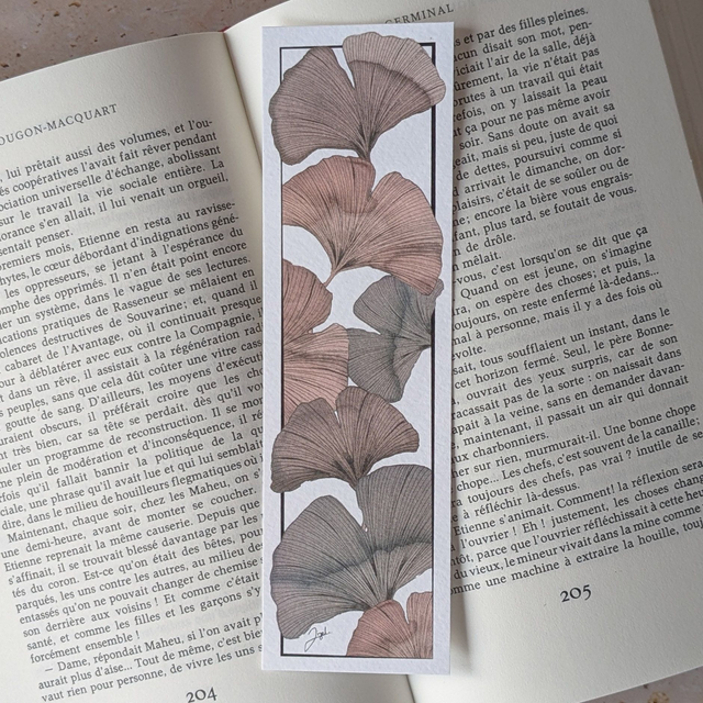 Marque-page - Vin Nature - Ginkgos, Vin sur Blanc