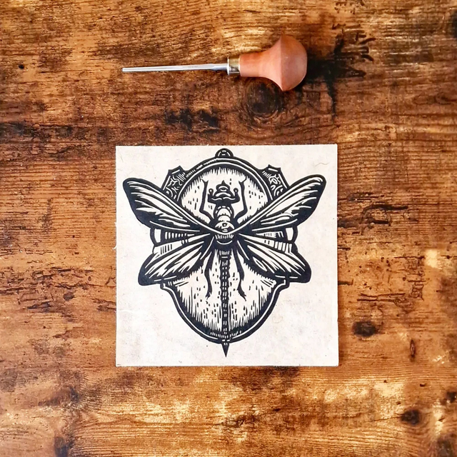 Linogravure - Libellule