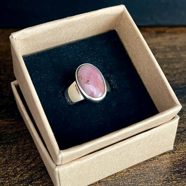 Bague en argent et Rhodonite - Taille 54
