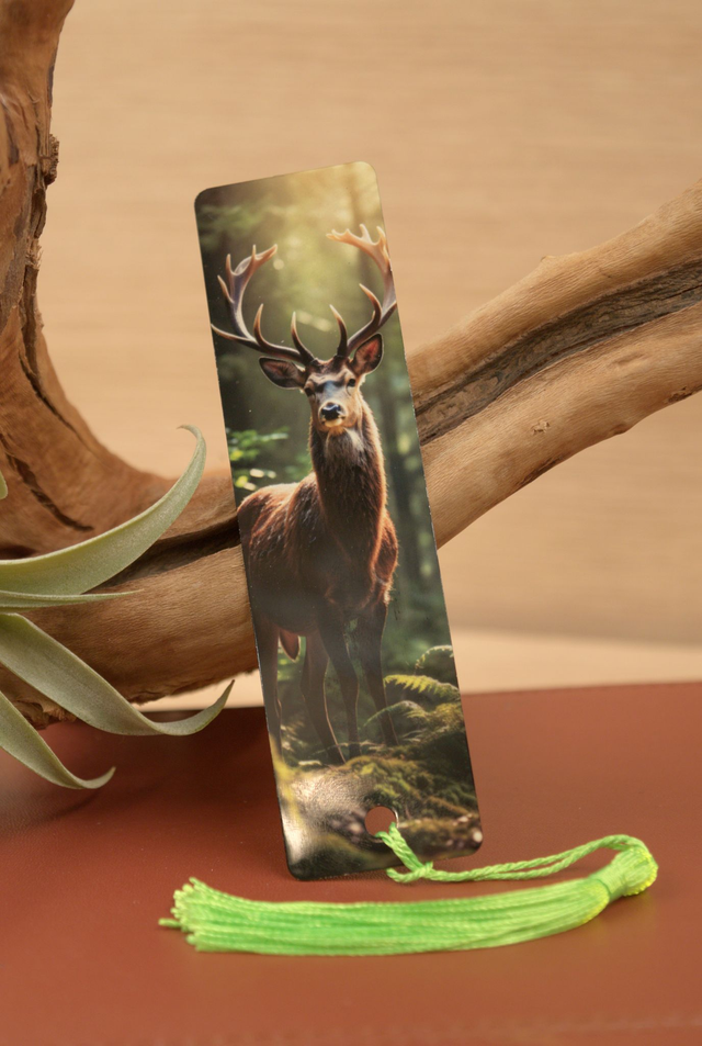 Majestic Stag at Sunset – Forest Wildlife Bookmark 