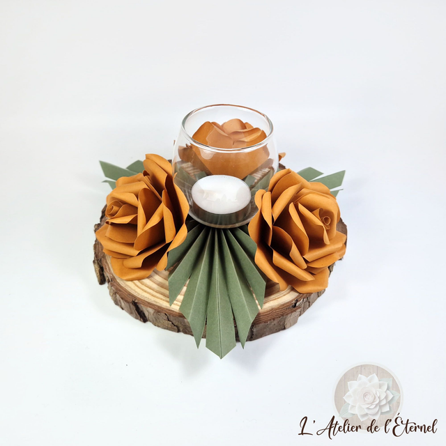 Photophore sur rondin en bois