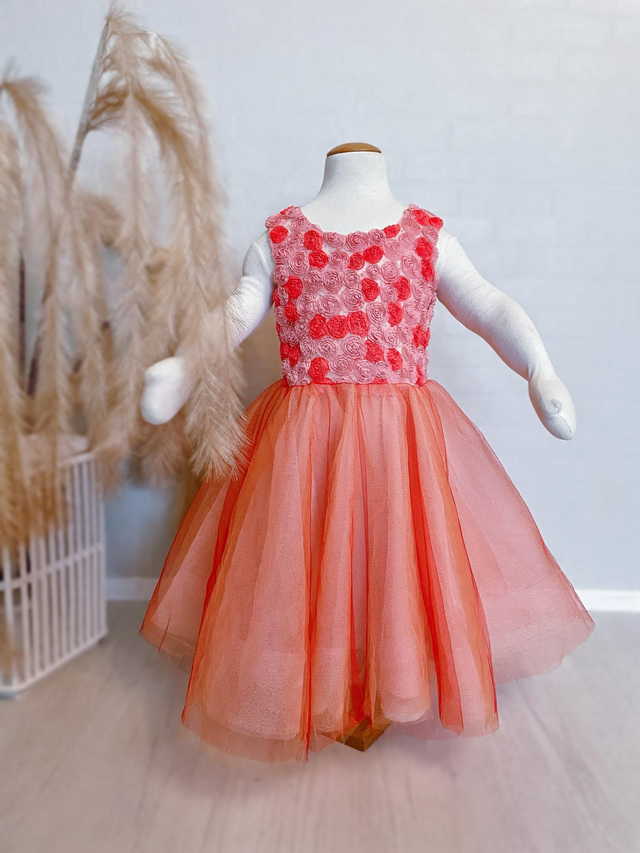 3D kukka tylli mekko