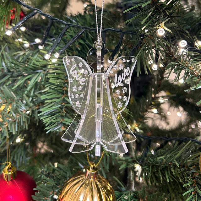 2 x Angel Love Baubles (Clear)