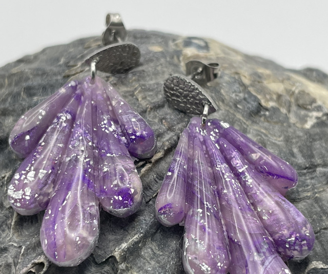 Scalloped fan statement earrings #2