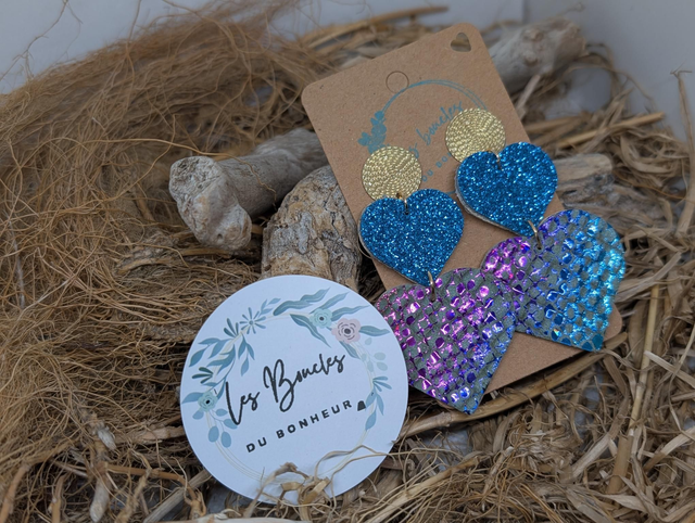 Boucles d&#039;oreilles Marie Laure mml004 bleu paillettes 