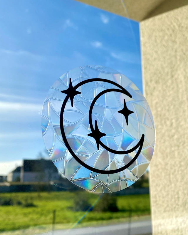 Attrape soleil sticker de fenêtre croissant de lune et étoiles