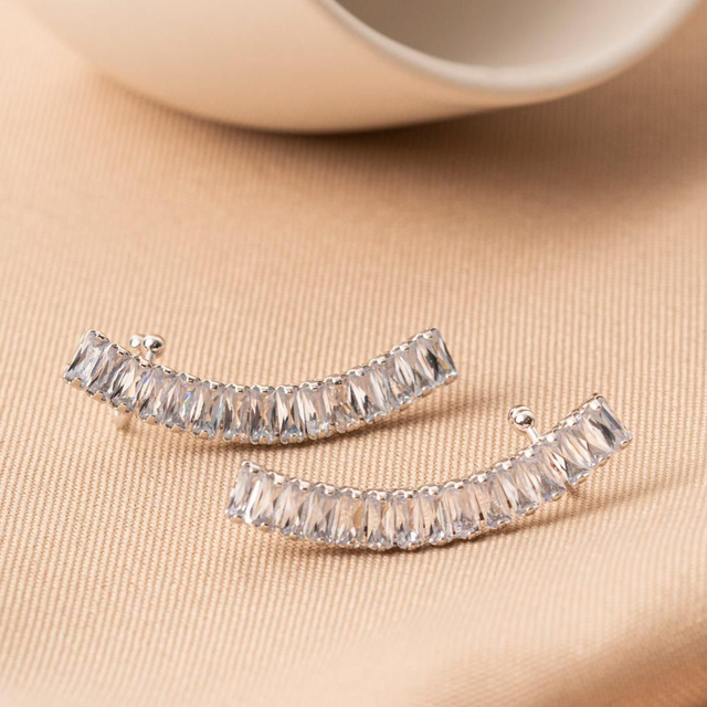 Brinco Ear Cuff Cristal Ródio Branco