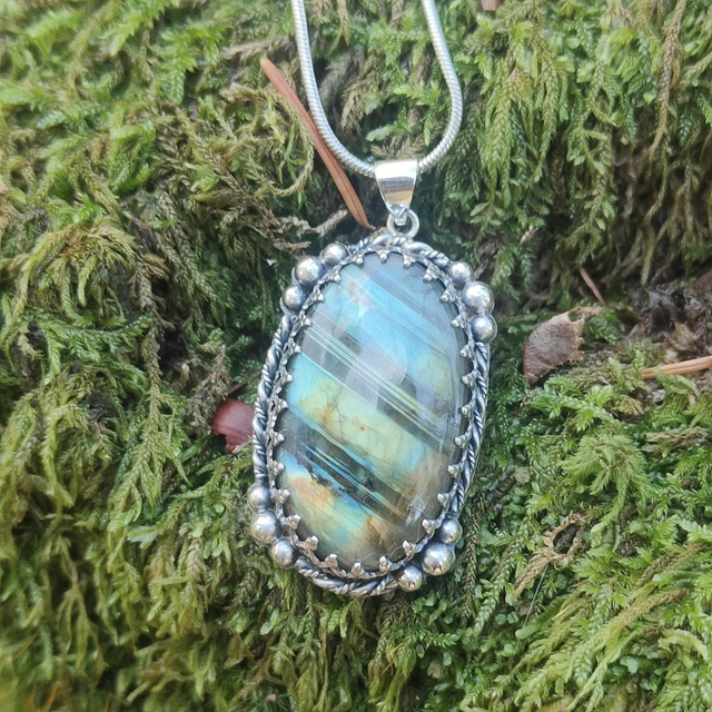 Pendentif Argent Massif et Labradorite