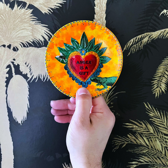 "Anger is a Gift" Neon Orange Upcycled Trinket Dish - House of Frisson