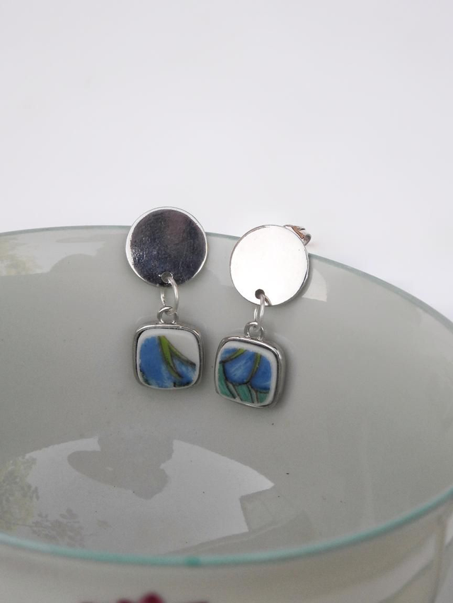 Boucles d'oreilles pendantes - porcelaine Charles Field Haviland - modèle Lotus no.3