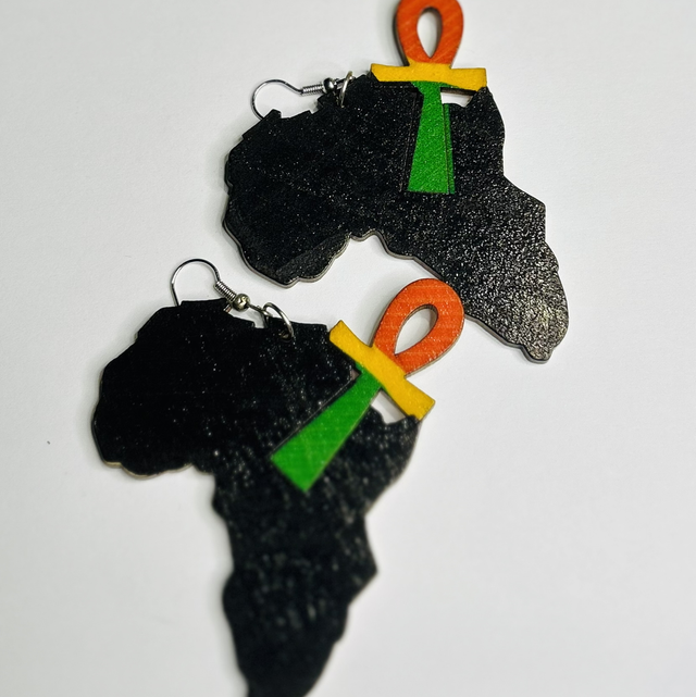 Oorbellen Africa zwart Ankh
