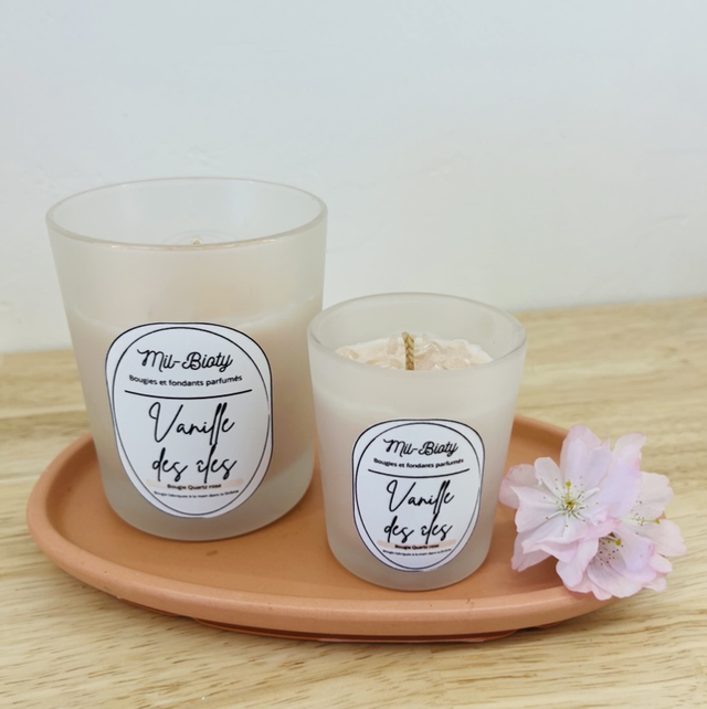 Bougie Quartz rose : Vanille des îles