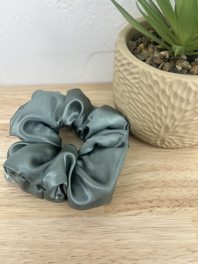 Chouchou en satin - kaki