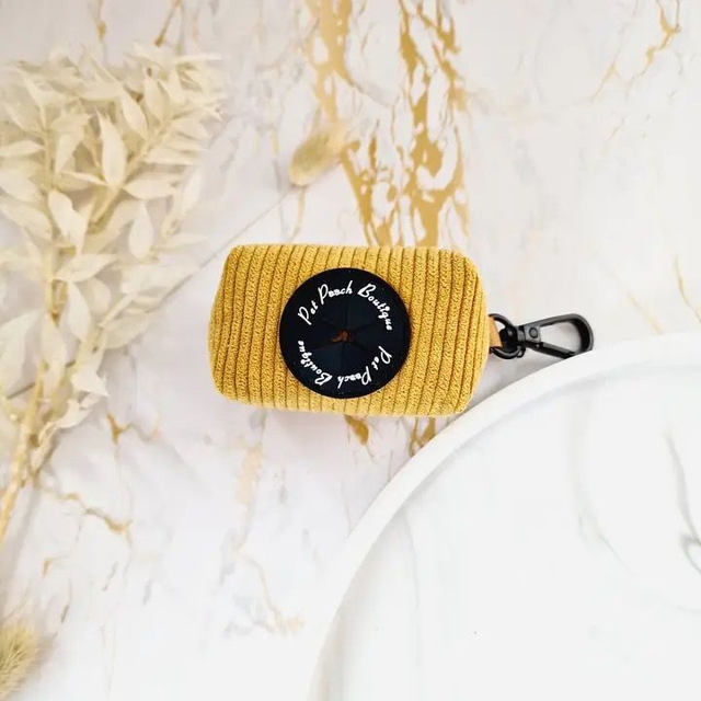 Pet Pooch Boutique Poop Bag Holder - Mustard Yellow Cord
