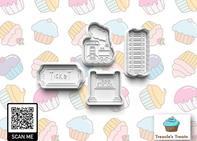 Train Theme Fondant/cookie stamps with cutters