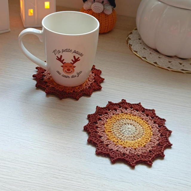 Sous-tasses MANDALAS en Crochet - Fait Main