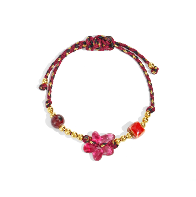 Kralenarmband bloem red