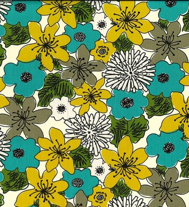 Retro Teal Cotton Poplin 