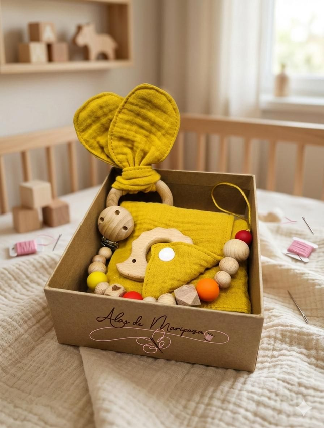 Conjunto Chupetero + Mordedor + Dou-Dou muselina