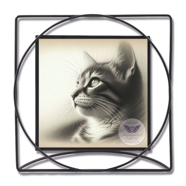 Artistic print of cat in square frame (C20)