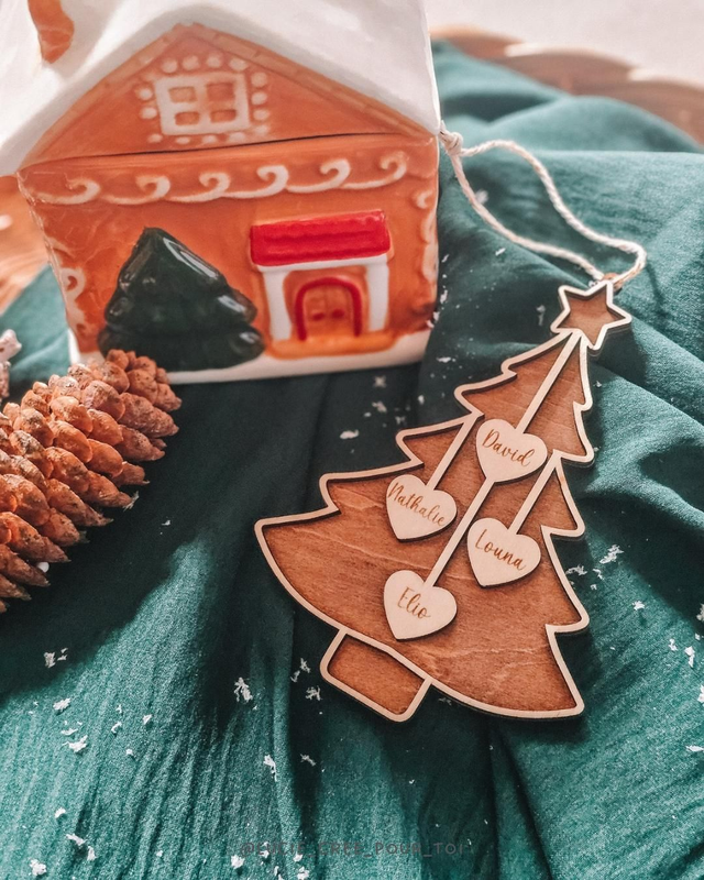 Suspension de Noël personnalisée - sapin famille