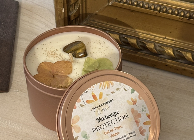 Bougie Protection - Ambre et Œil de Tigre