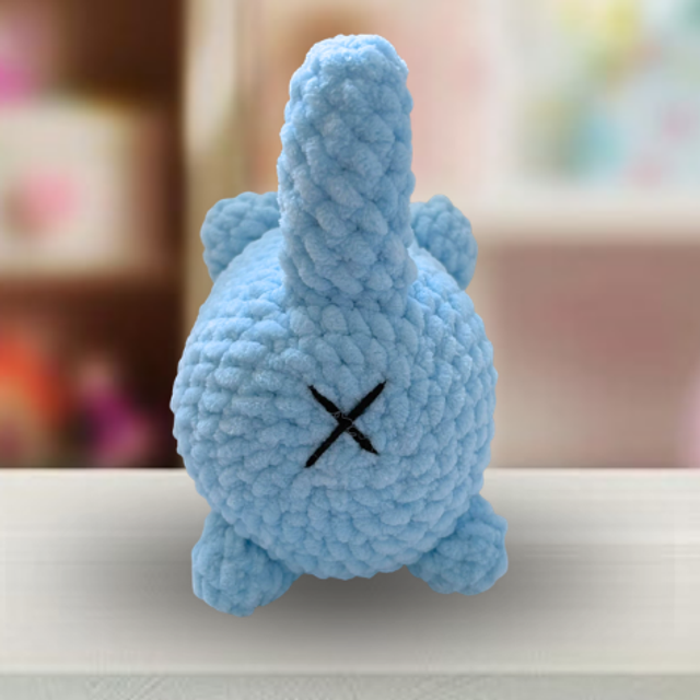 Crochet Chenille Loaf Cat, Baby Blue, Glitter Eyes, ukca Tested